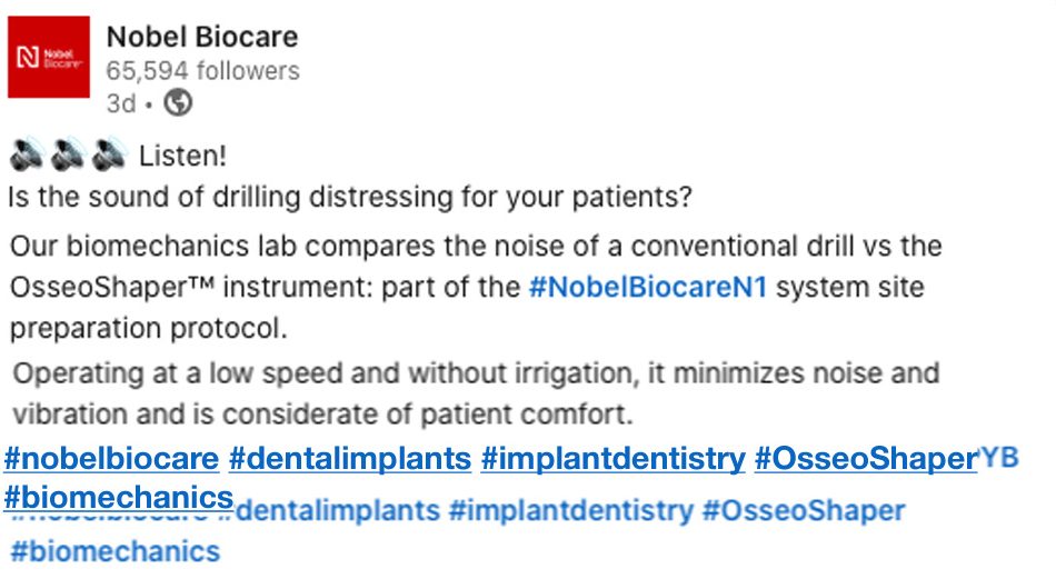 nobel biocare post on oseeoshaper reducing noise and vibration