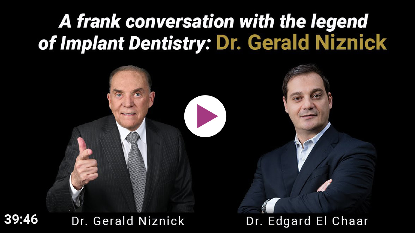 video overlay of dr gerald niznick and dr edgard el chaar having a frank conversation about implant dentistry